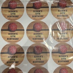 Basketball Birthday Sticker Sheet - Custom Aiden's 11th